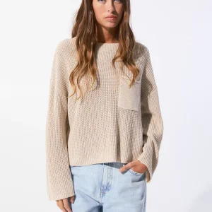 Purl knit jumper with pocket